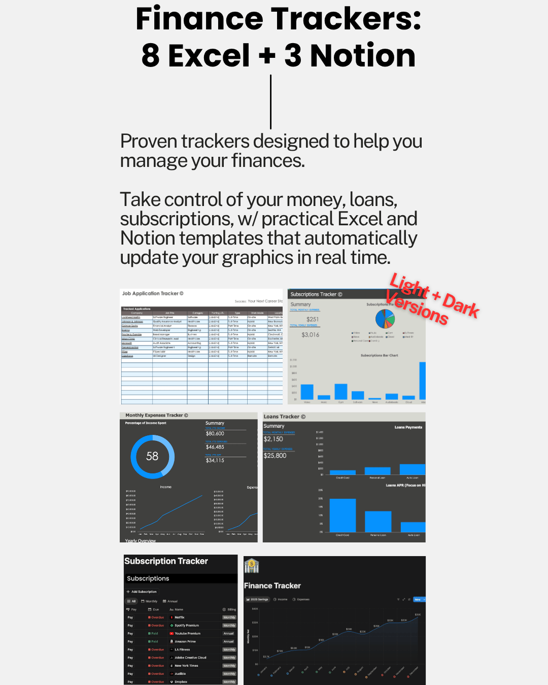 Finance Trackers: Excel + Notion Templates