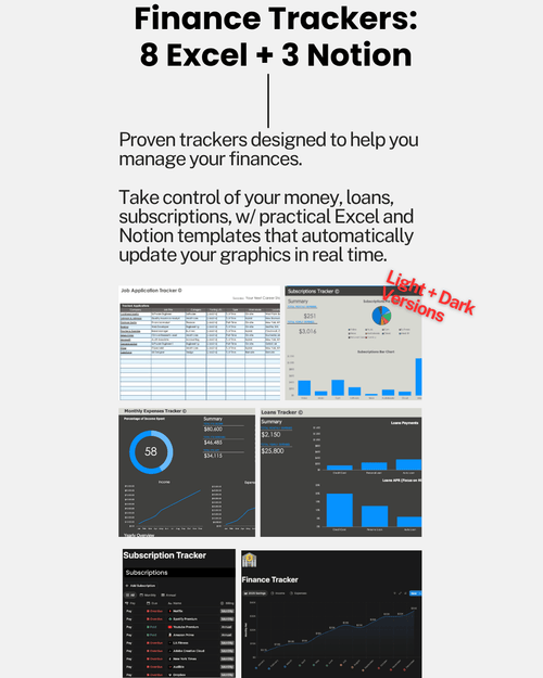 Finance Trackers: Excel + Notion Templates